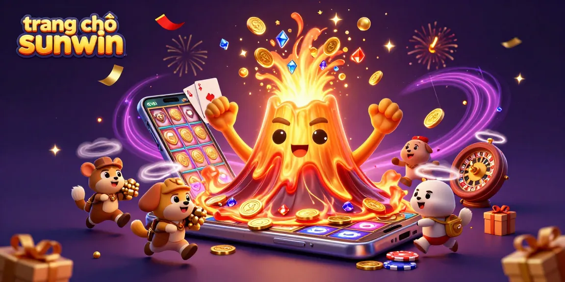 Experience thrilling wins at trang chủ sunwin with vibrant slot games and joyful treasures erupting in a festive scene.