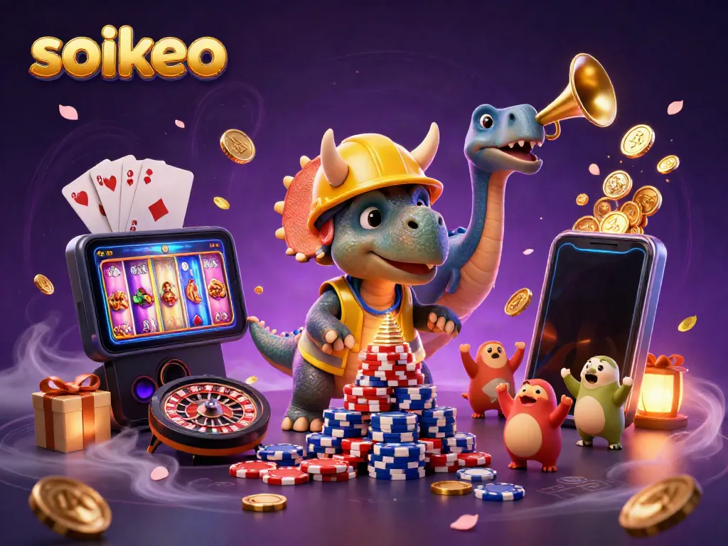 Experience thrilling gaming with soikeo, featuring dynamic characters and vivid casino elements.