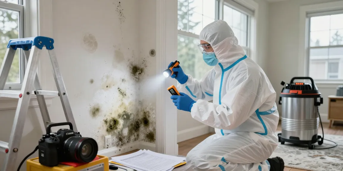 Mold Remediation Vancouver technician inspecting mold growth in a home, ensuring safety and quality.